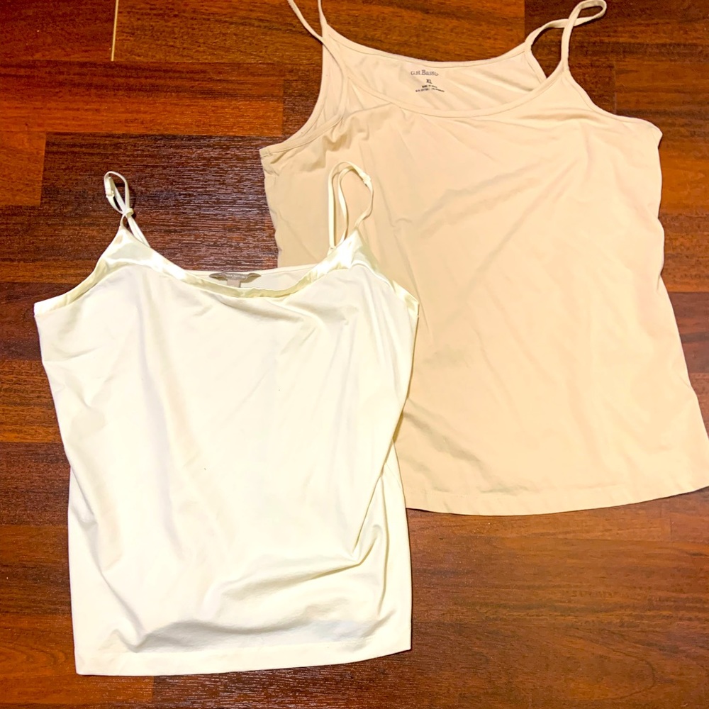 2 camisoles, tan and cream